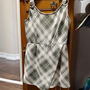 Girls Green Plaid Sleeveless romper no boundaries